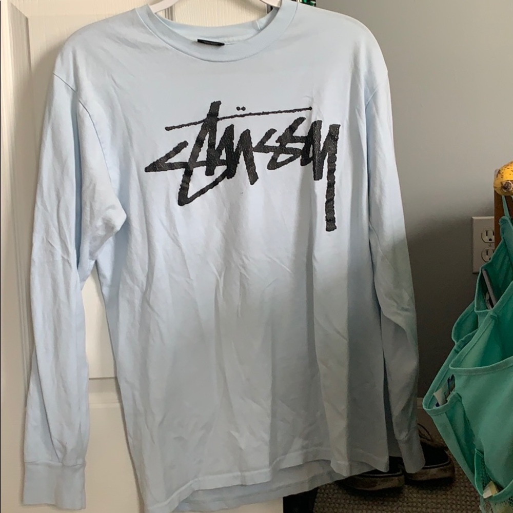 Men’s Light blue Stussy long sleeve.
